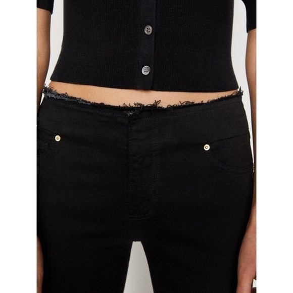 FRAME Le Pixie Cutoff Waist Slit Hem Mini Boot Jeans Film Noir Size 25 - Picture 4 of 11